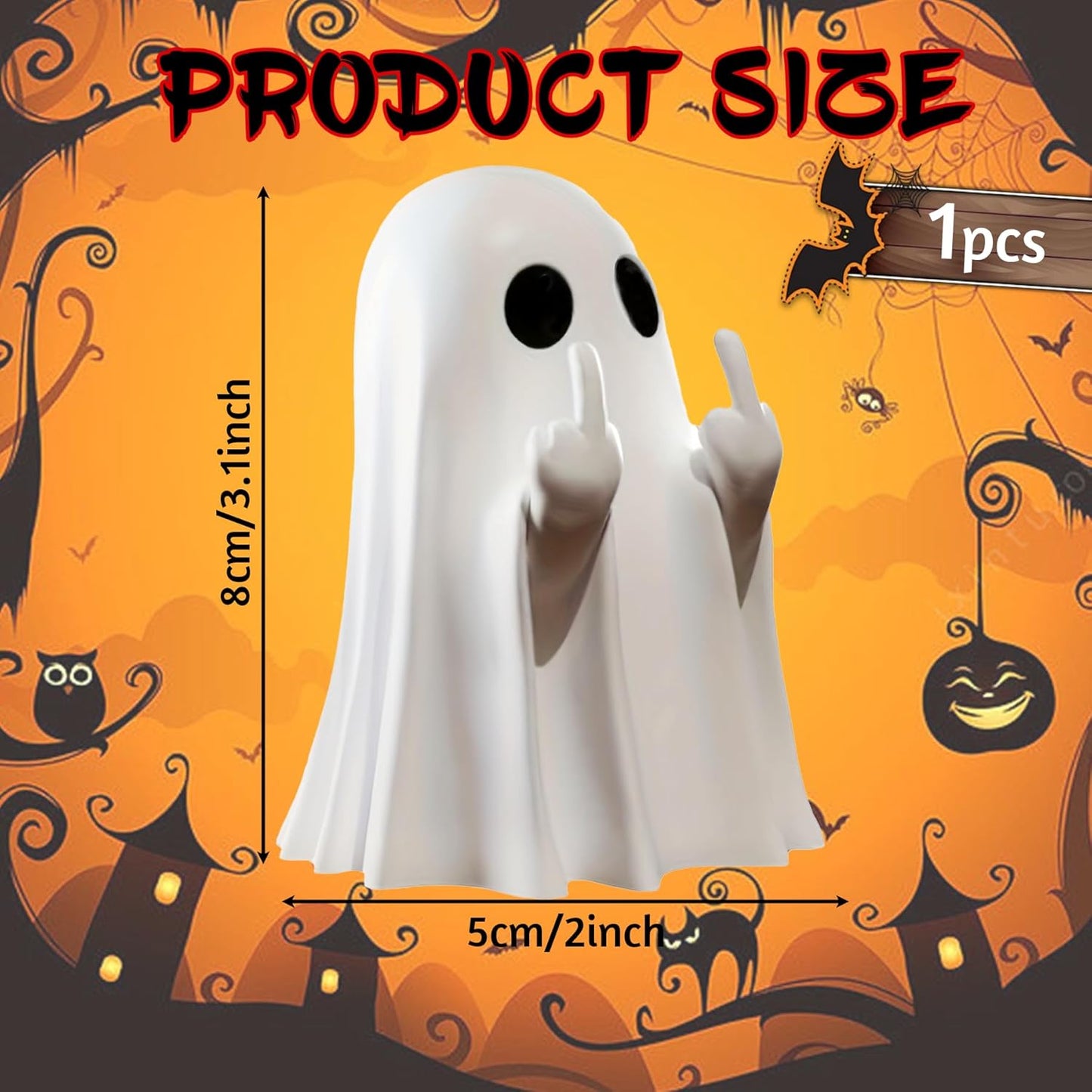 🎃 Pre-Halloween Sale 75% OFF 👻 2025 Spooky & Cute Middle Finger Ghost Figurine