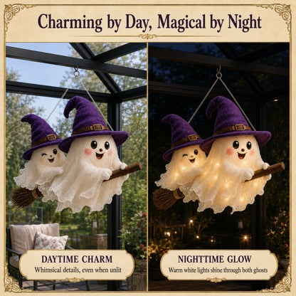 Pre-Halloween 70% 🎃 Moonlight Mischief Lighted Ghost Broom Hanger