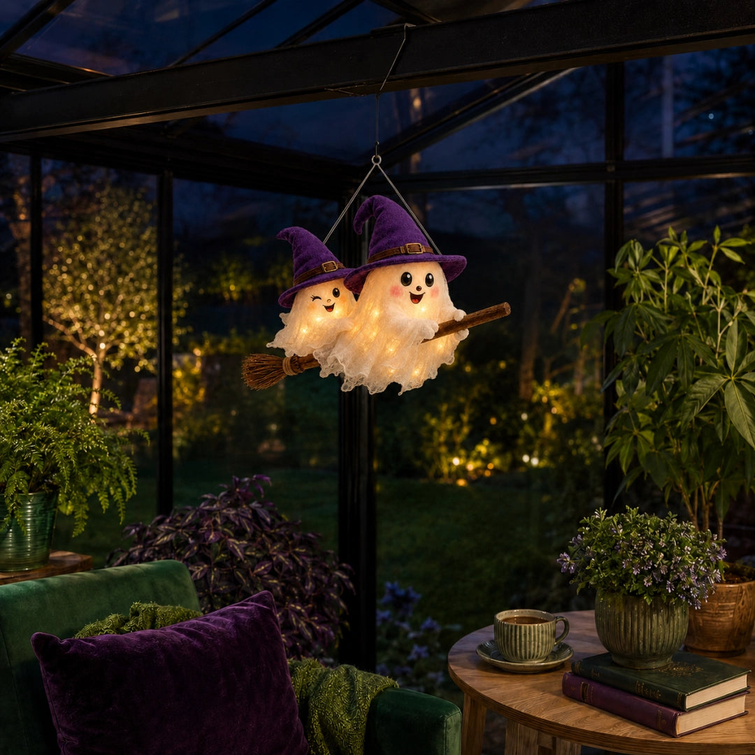 Pre-Halloween 70% 🎃 Moonlight Mischief Lighted Ghost Broom Hanger