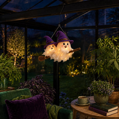 Pre-Halloween 70% 🎃 Moonlight Mischief Lighted Ghost Broom Hanger
