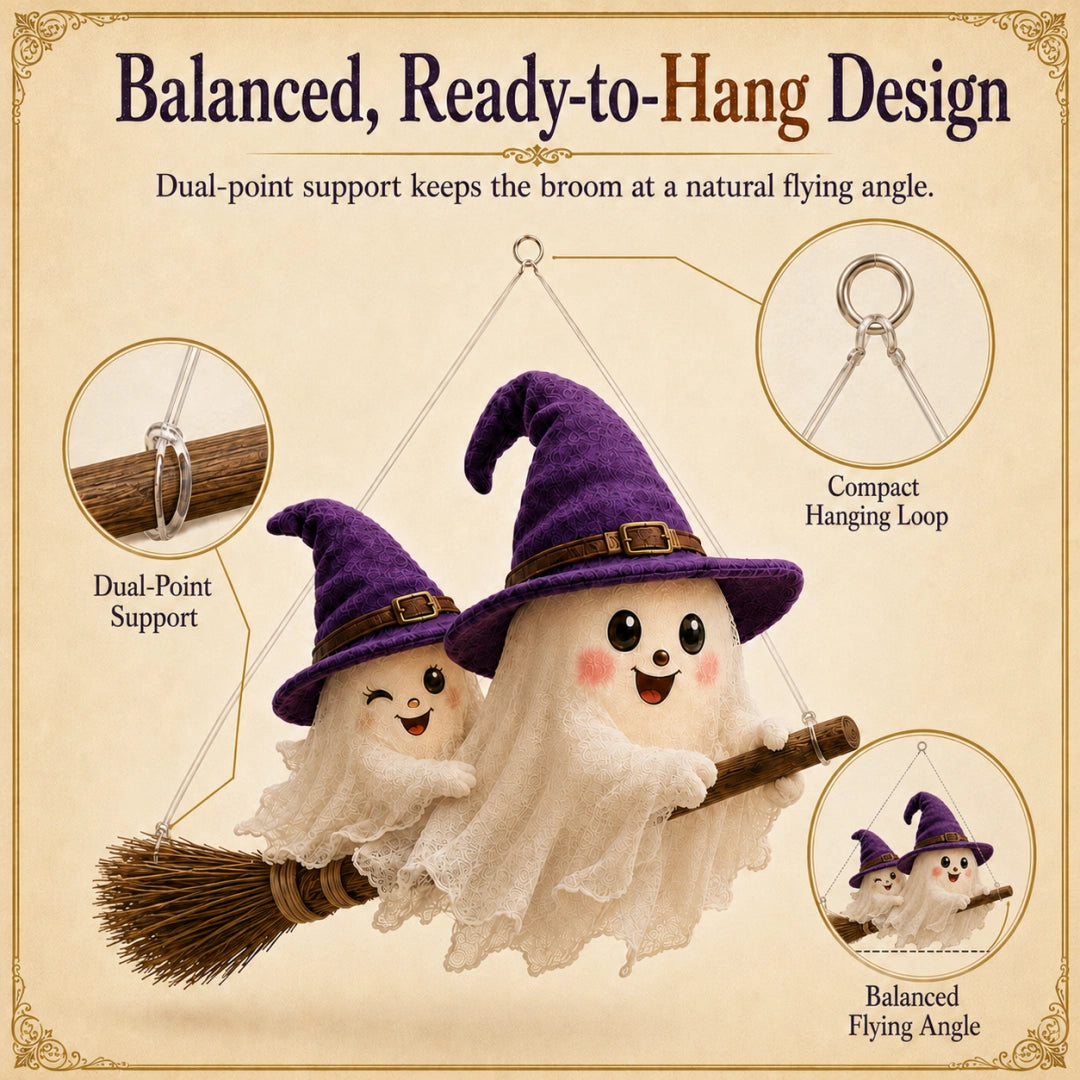Pre-Halloween 70% 🎃 Moonlight Mischief Lighted Ghost Broom Hanger