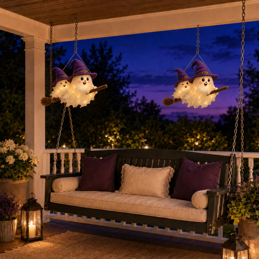 Pre-Halloween 70% 🎃 Moonlight Mischief Lighted Ghost Broom Hanger
