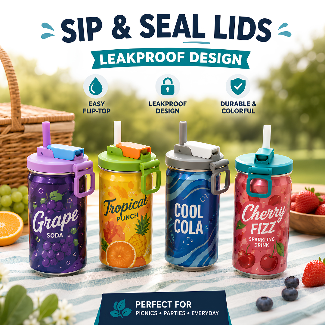 🔥 SUMMER ESSENTIALS ⛱️ Reusable Soda Can Lid with Straw 🍹