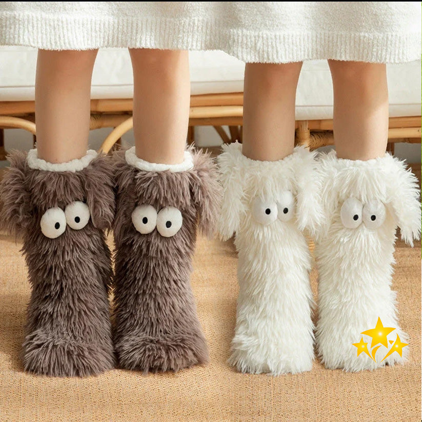 ⚡ 50K+ SOLD 💕 BUY 1 GET 1 FREE 💗 2-in-1 Cozy Fleece-Lined Non-Slip Plush Slipper Socks