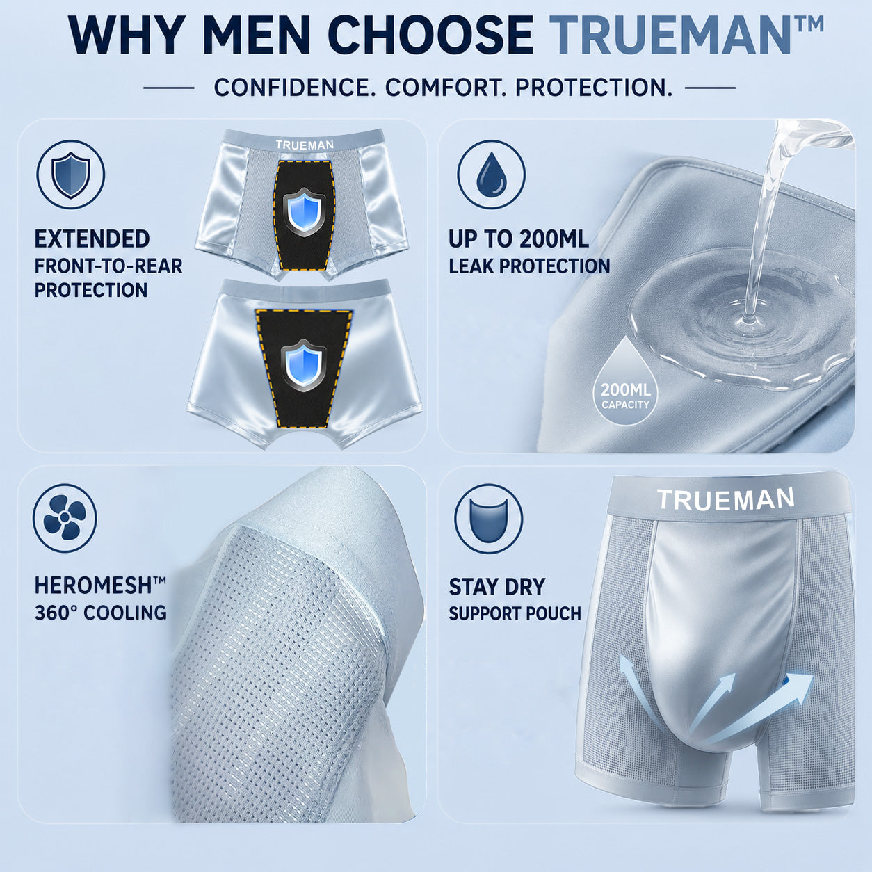 SUMMER SALE 60% OFF 💎 TRUEMAN™ Premium Leakproof Bamboo IceSilk Boxer