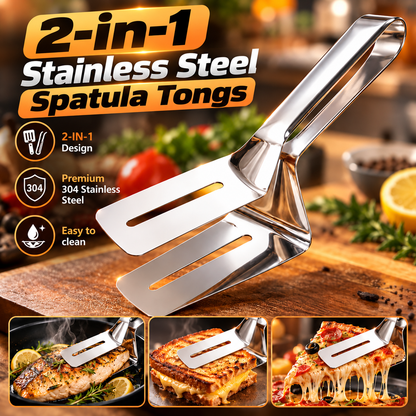💥 LAST DAY 49% OFF 🔥 2-in-1 Stainless Steel Spatula Tongs
