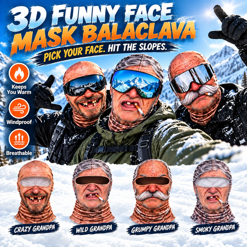⛄ WINTER DEAL 49% OFF 🥽 Funny Face Mask 3D Printed Balaclava