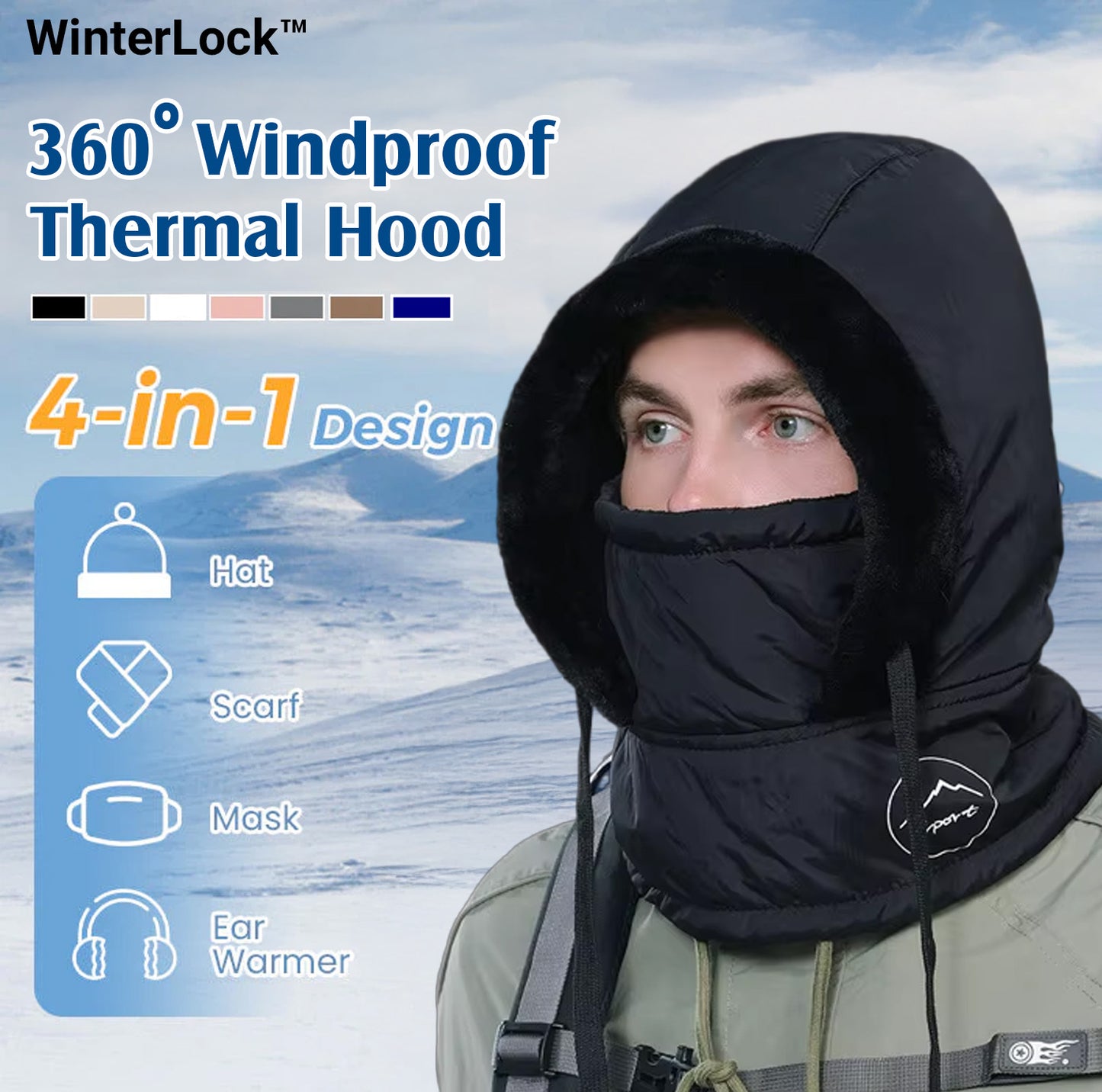 ❄ Early Christmas 70% OFF 🌡️ WinterLock™ 4in1 360° Windproof Thermal Hood (Hat, Mask, Neck & Ear Warmer)