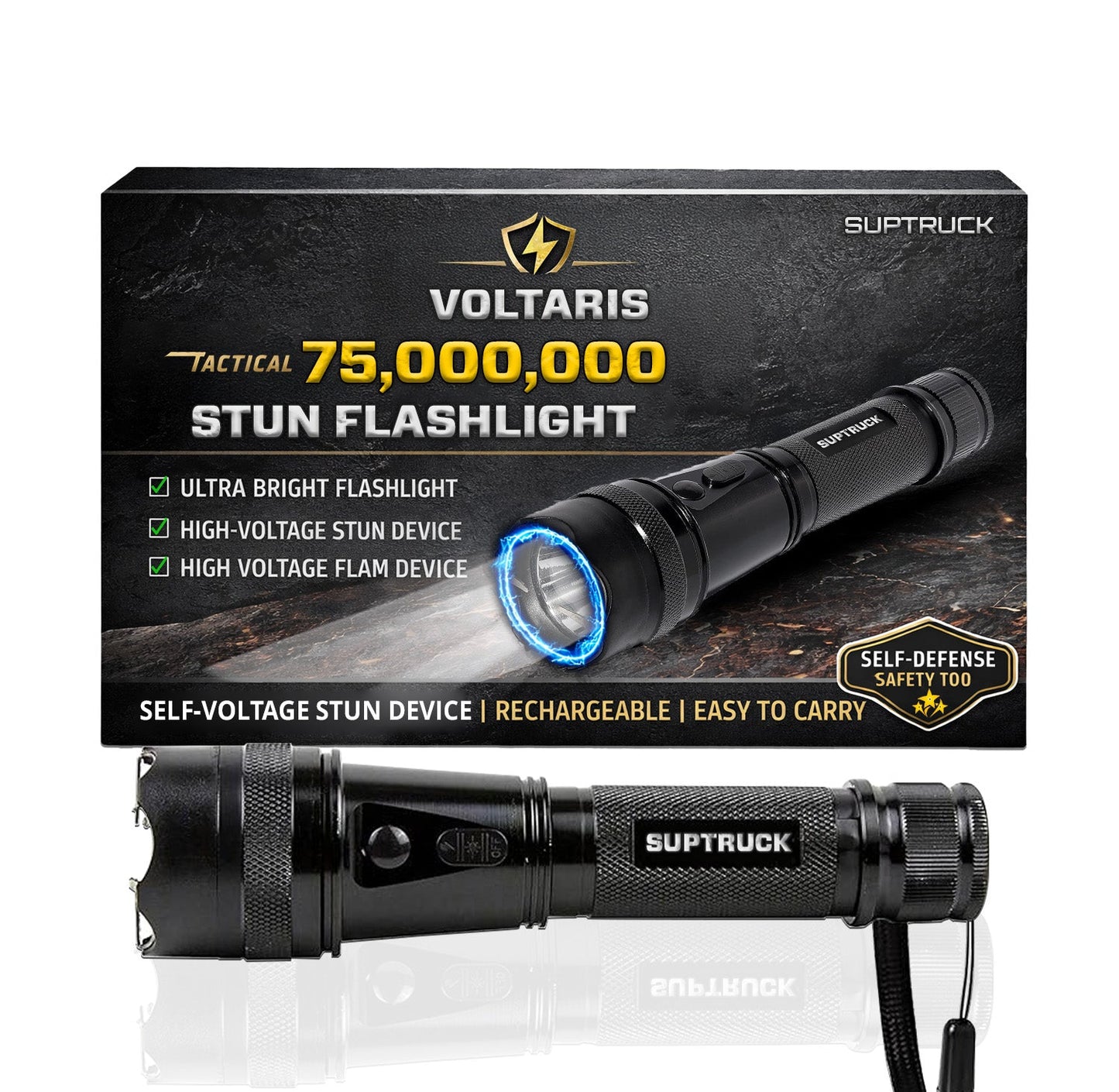 💥 2026 New Year Sale 75% OFF ️🔦 SUPTRUCK™ Voltaris 75M Stun Flashlight ⚡