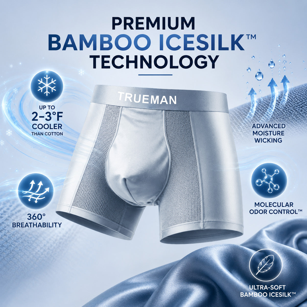 SUMMER SALE 60% OFF 💎 TRUEMAN™ Premium Leakproof Bamboo IceSilk Boxer
