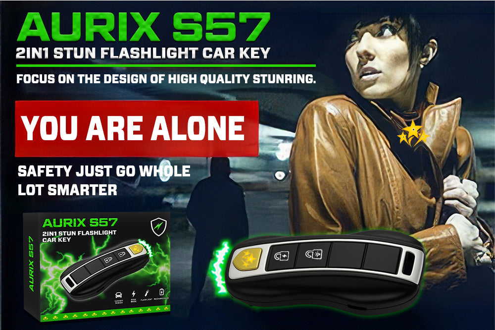 🛡️ 2025 Safety Alert 75% OFF ⚡️ AURIX S57 2in1 Stun Flashlight Car Key🔥Smart Defense, Instant Power
