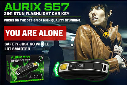 🛡️ 2025 Safety Alert 75% OFF ⚡️ AURIX S57 2in1 Stun Flashlight Car Key🔥Smart Defense, Instant Power