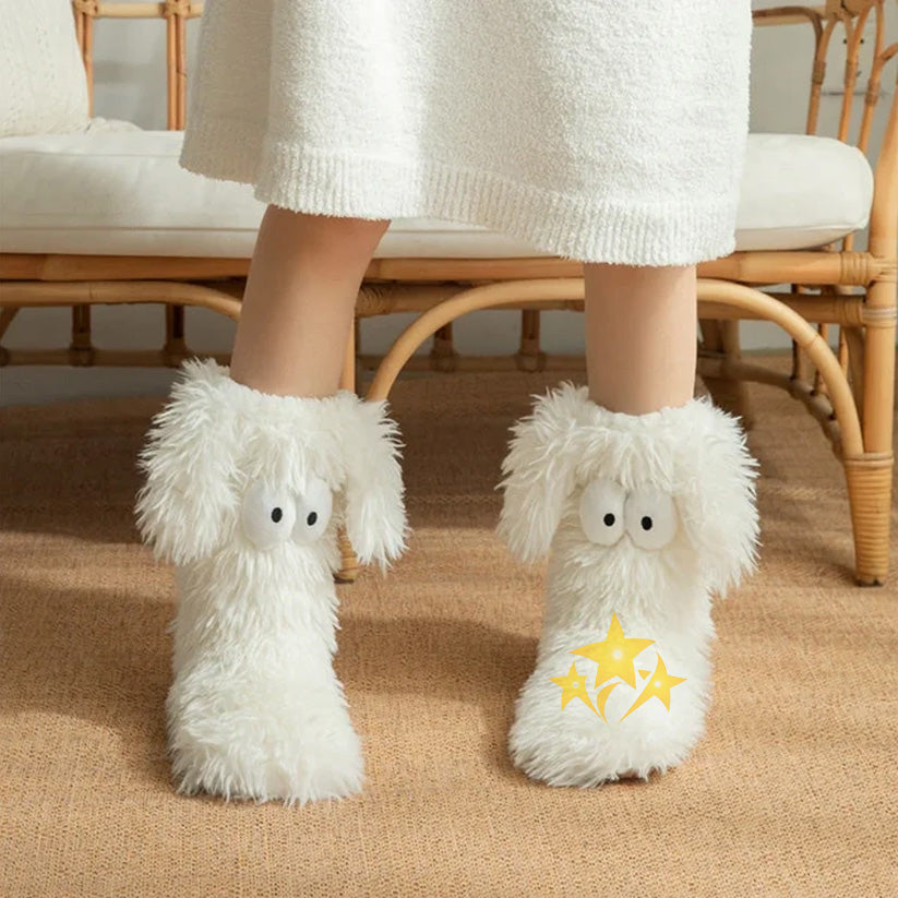⚡ 50K+ SOLD 💕 BUY 1 GET 1 FREE 💗 2-in-1 Cozy Fleece-Lined Non-Slip Plush Slipper Socks
