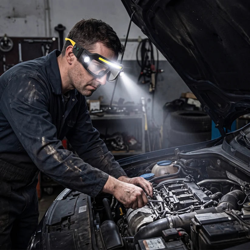 💥 BLACK FRIDAY 49% OFF 🔦 Rechargeable LED Headlamp Glasses – Hands-Free Lighting
