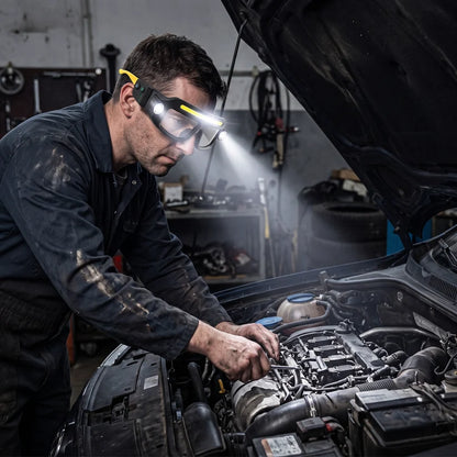 💥 BLACK FRIDAY 49% OFF 🔦 Rechargeable LED Headlamp Glasses – Hands-Free Lighting
