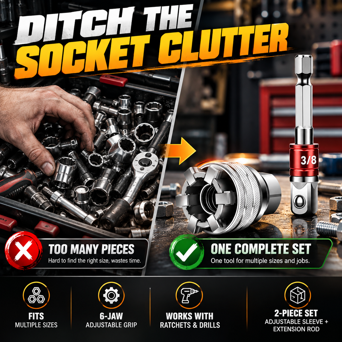 💥 LAST DAY 49% OFF 🔥 Multi-function Universal Socket Wrench Tool