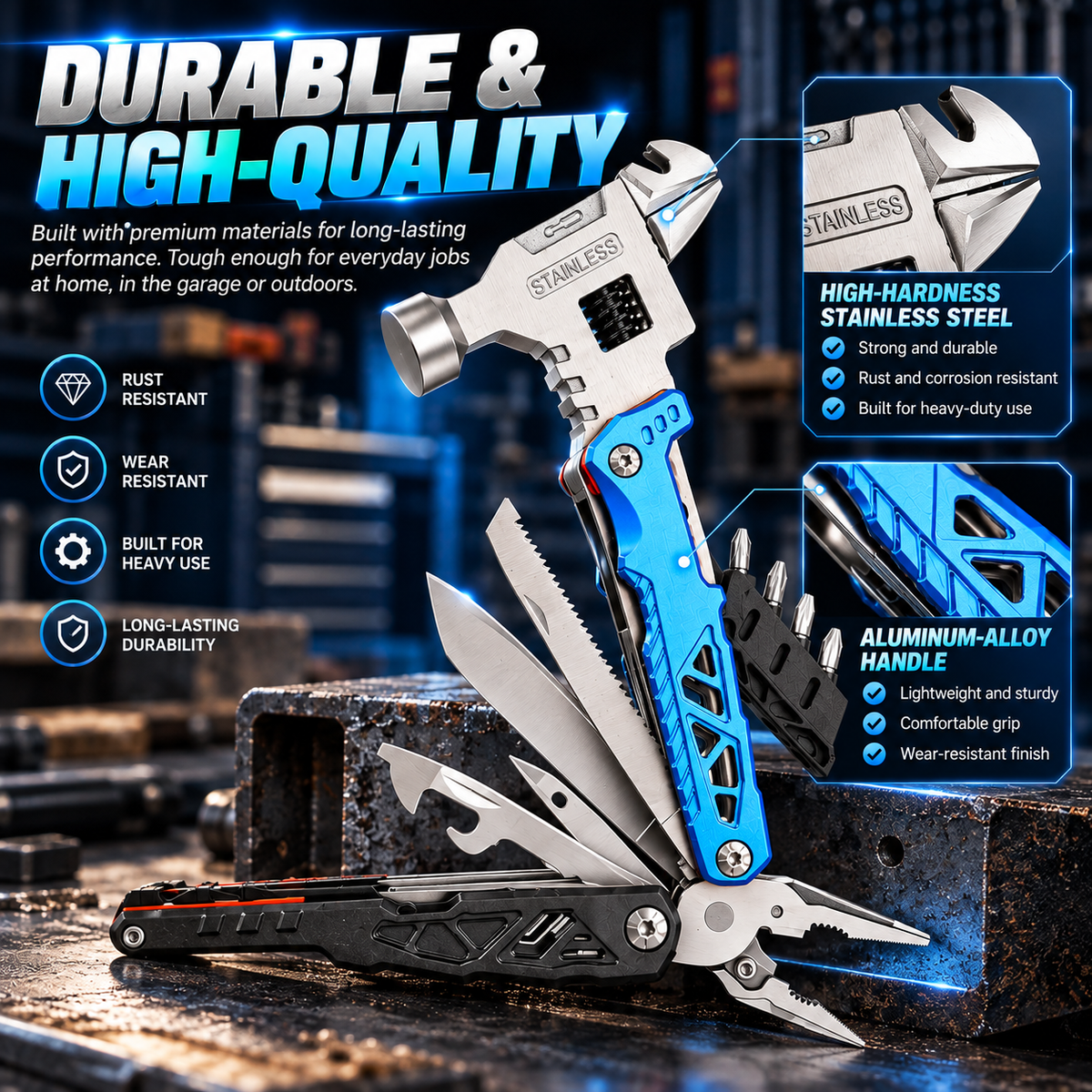 🔥 XMAS PRE-SALE 49% OFF 🔧 Portable 18-In-1 Multifunctional Wrench Hammer Tools