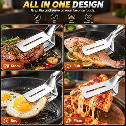 💥 LAST DAY 49% OFF 🔥 2-in-1 Stainless Steel Spatula Tongs