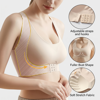 Cross Back Front Closure Wireless Posture Corrector Bra