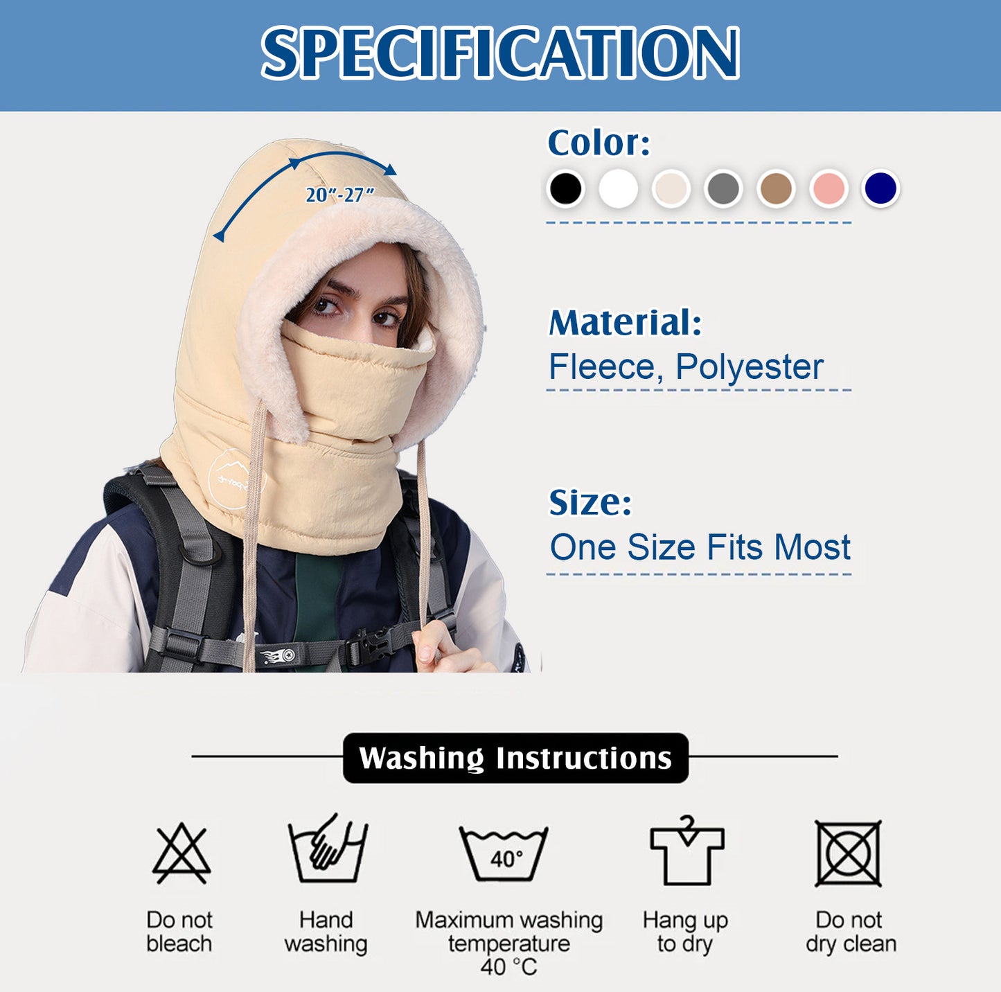 ❄ Early Christmas 70% OFF 🌡️ WinterLock™ 4in1 360° Windproof Thermal Hood (Hat, Mask, Neck & Ear Warmer)