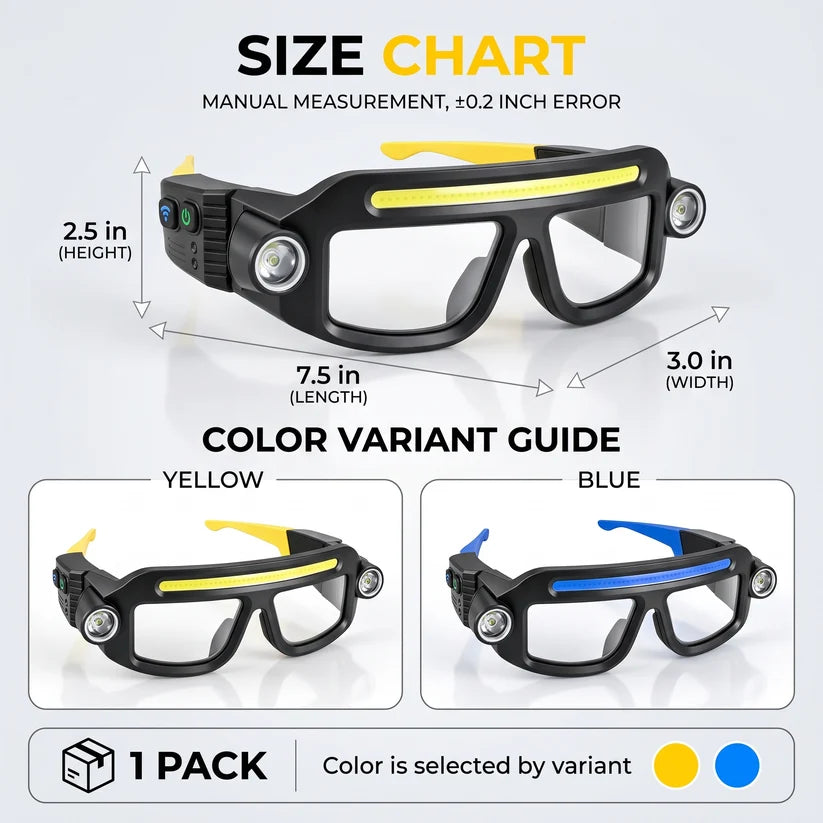 💥 BLACK FRIDAY 49% OFF 🔦 Rechargeable LED Headlamp Glasses – Hands-Free Lighting
