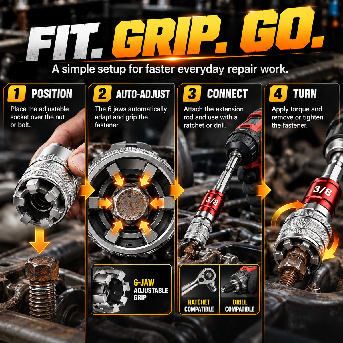 💥 LAST DAY 49% OFF 🔥 Multi-function Universal Socket Wrench Tool