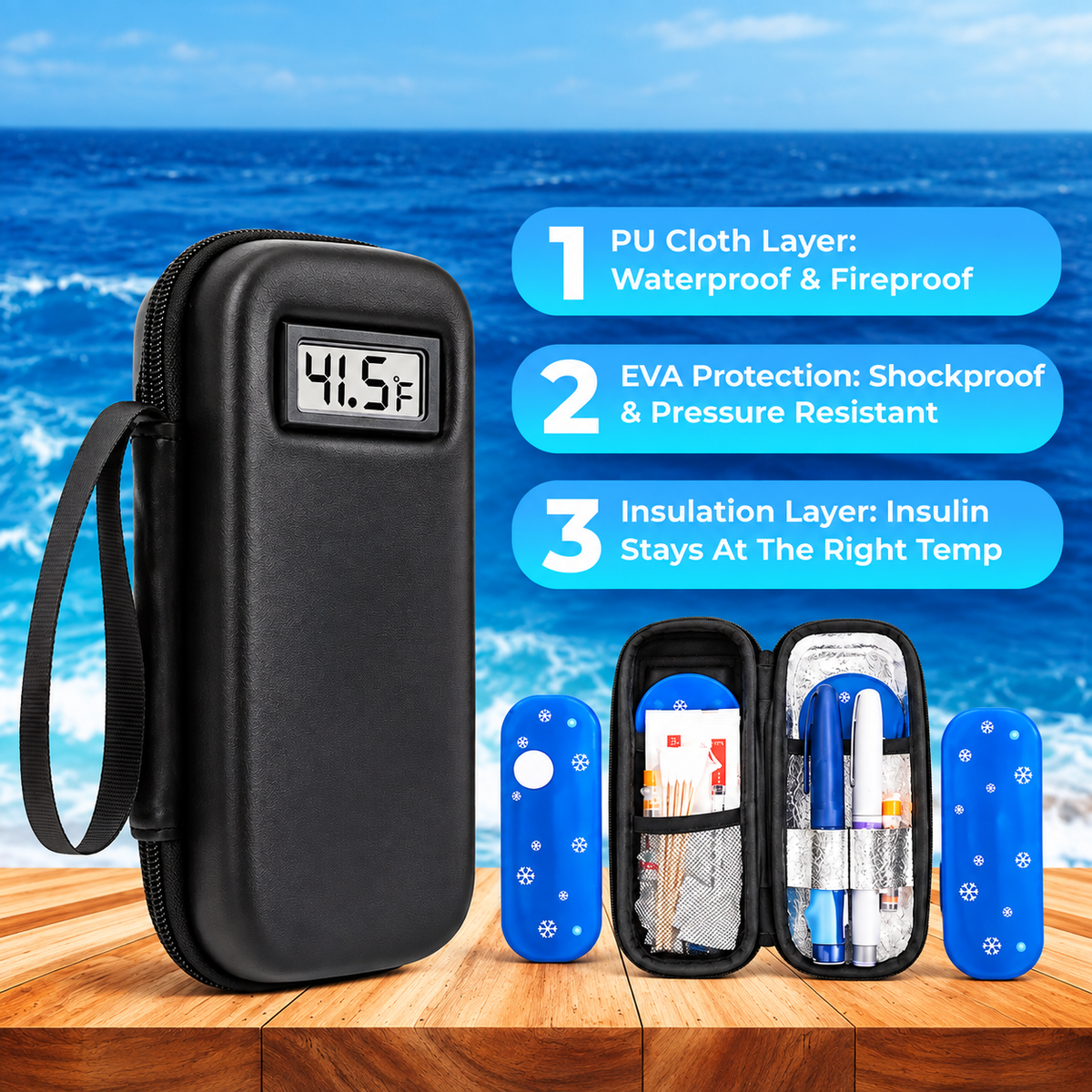 🏆 #1 Best Choice 🩺 Insulin Cooler Travel Case with Temperature Display