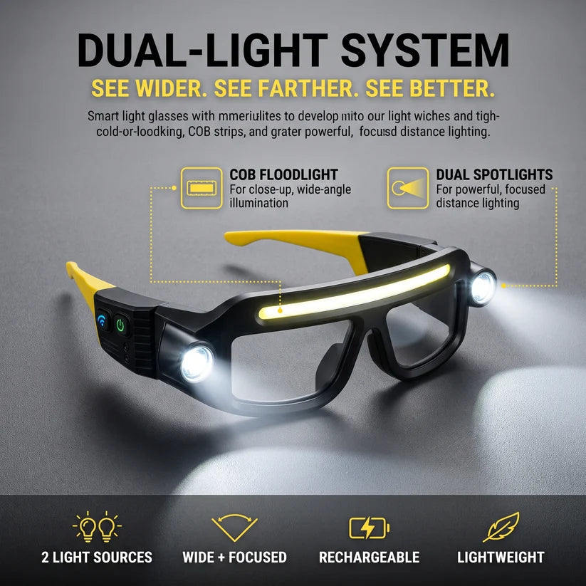 💥 BLACK FRIDAY 49% OFF 🔦 Rechargeable LED Headlamp Glasses – Hands-Free Lighting