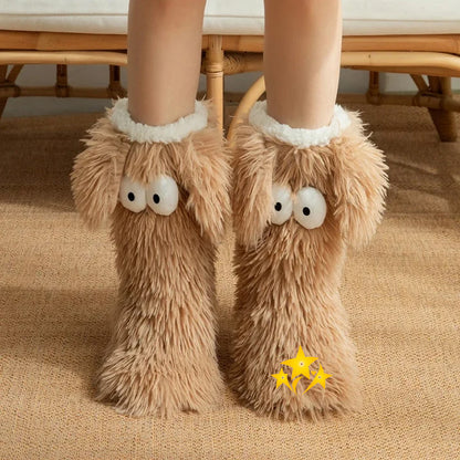 ⚡ 50K+ SOLD 💕 BUY 1 GET 1 FREE 💗 2-in-1 Cozy Fleece-Lined Non-Slip Plush Slipper Socks