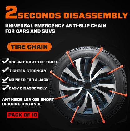 🎉 2025 Pre-Holiday Sale 70% ️🔥 SUPTRUCK™ Anti-Slip Snow Tire Zip Straps For Vehicles (10Pcs/Box)
