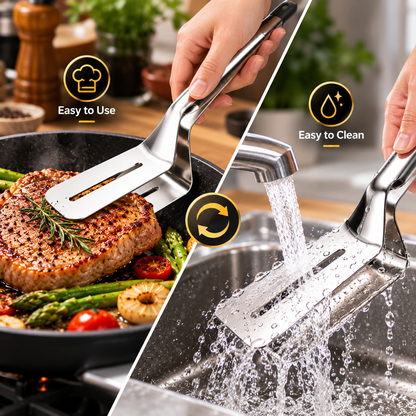 💥 LAST DAY 49% OFF 🔥 2-in-1 Stainless Steel Spatula Tongs