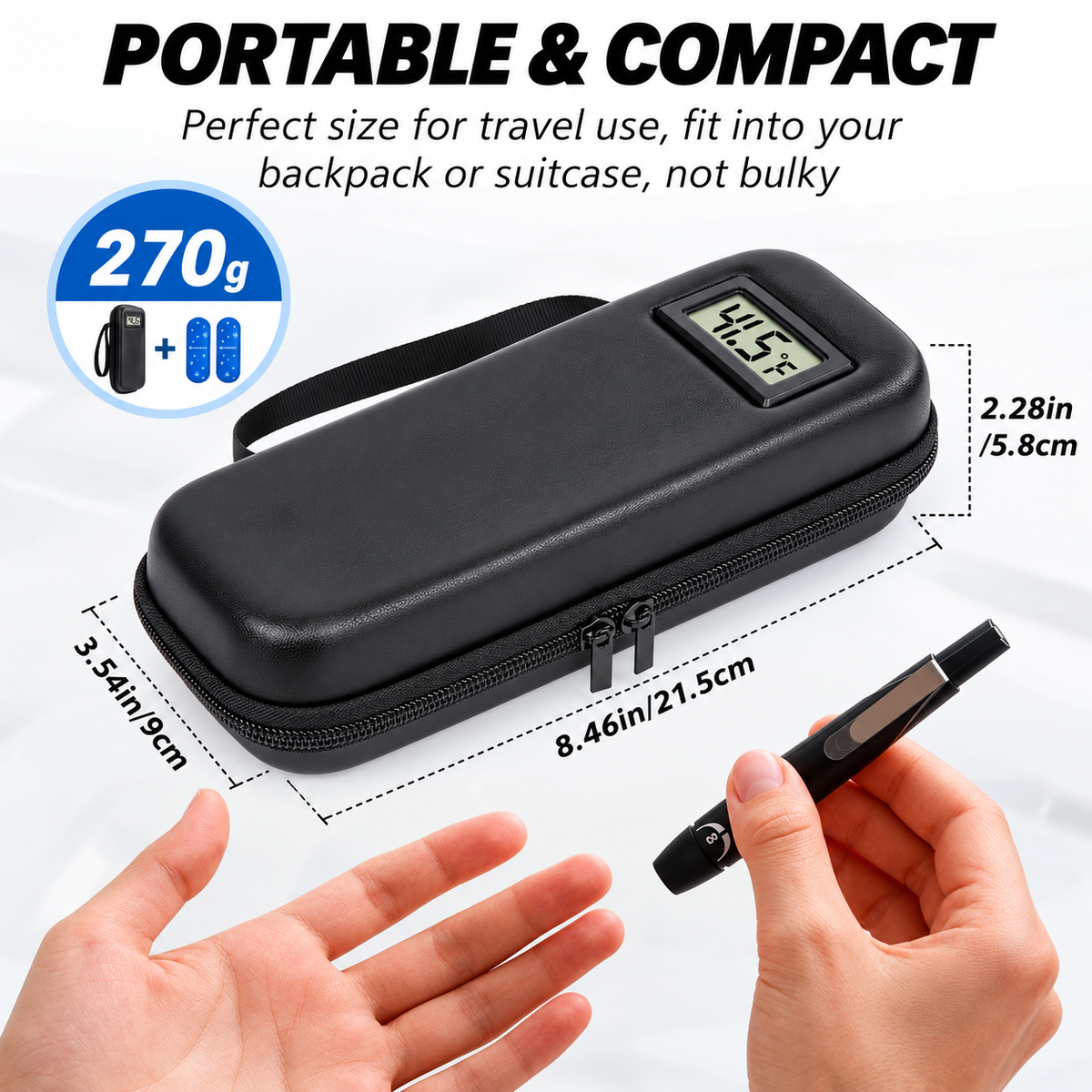 🏆 #1 Best Choice 🩺 Insulin Cooler Travel Case with Temperature Display