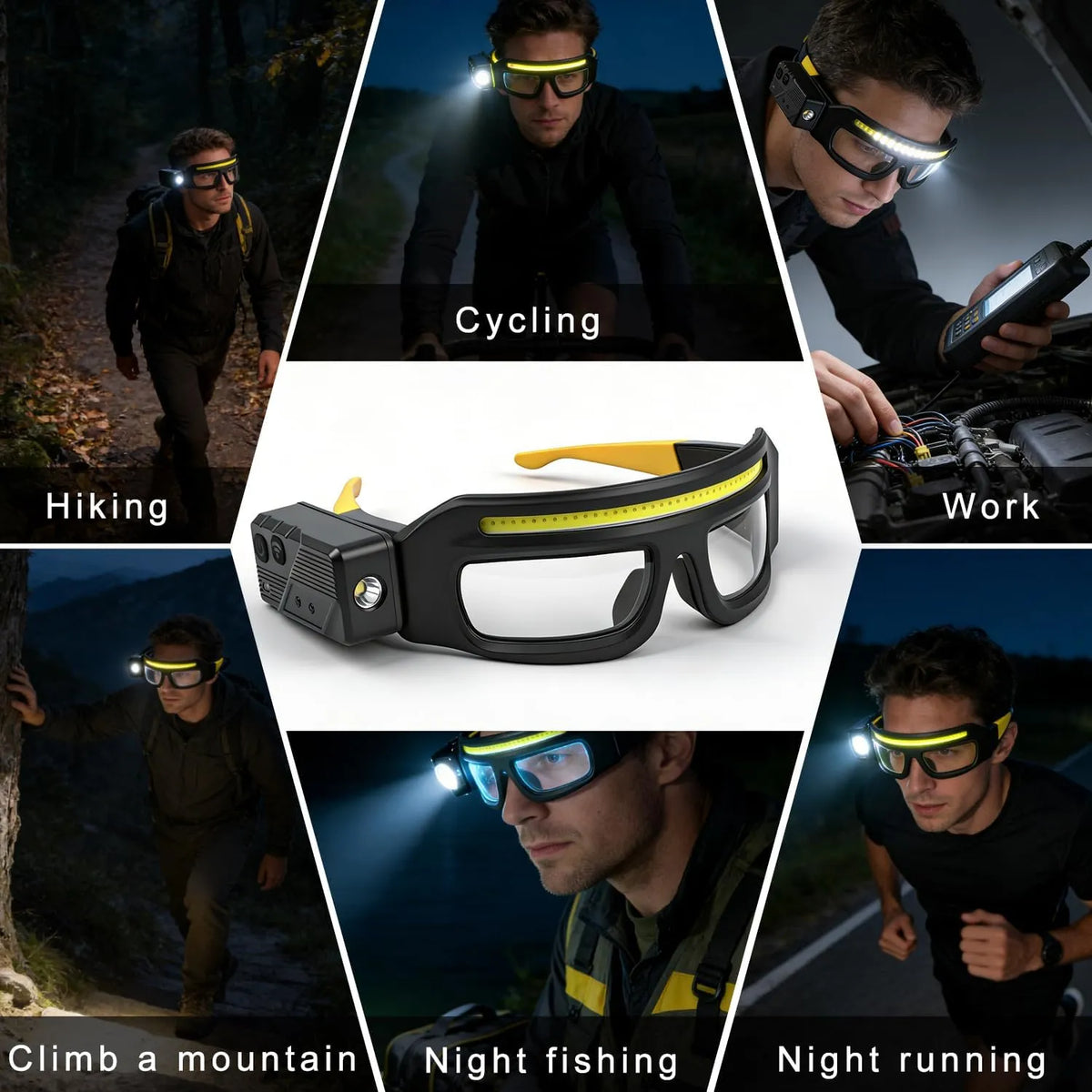 💥 BLACK FRIDAY 49% OFF 🔦 Rechargeable LED Headlamp Glasses – Hands-Free Lighting