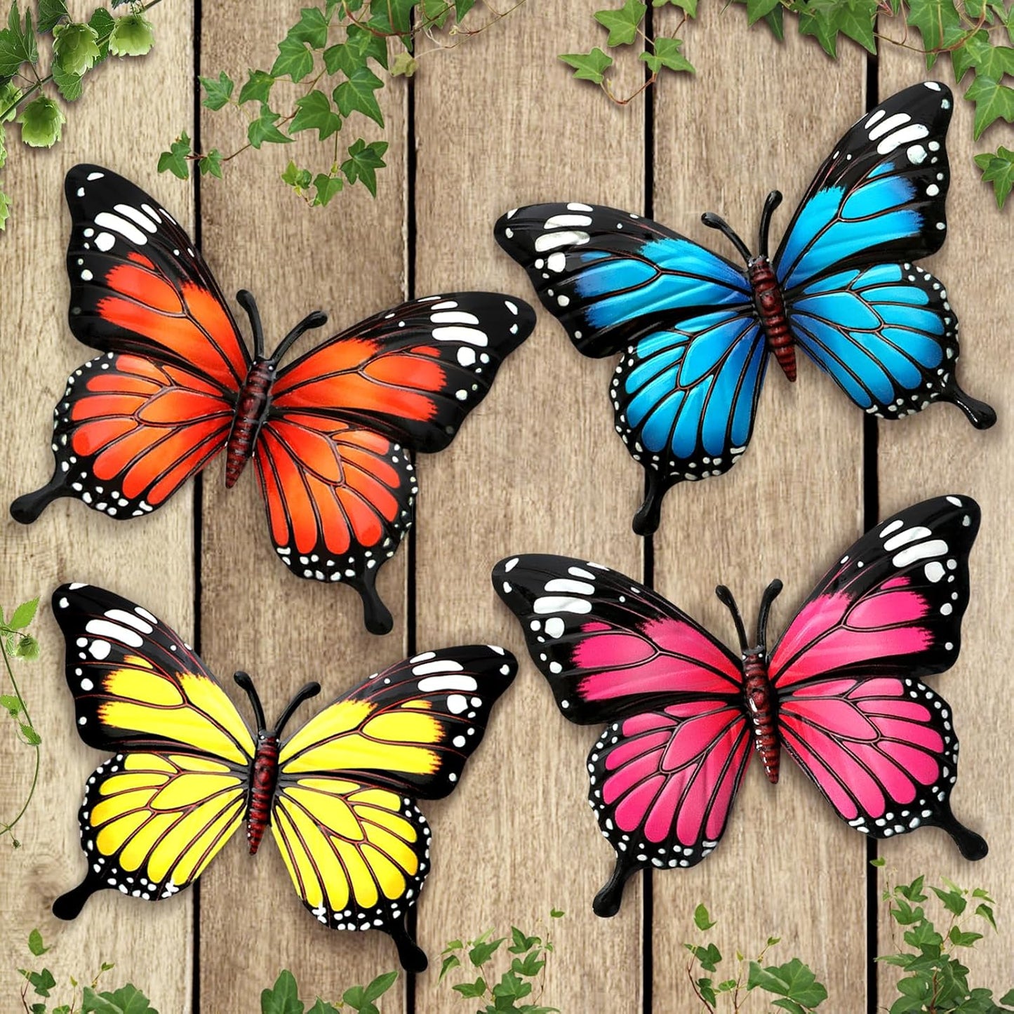 LAST DAY 49% OFF 🦋 4Pcs Butterfly Metal Wall Decor 🤩 Hanging Decoration for Garden Yard