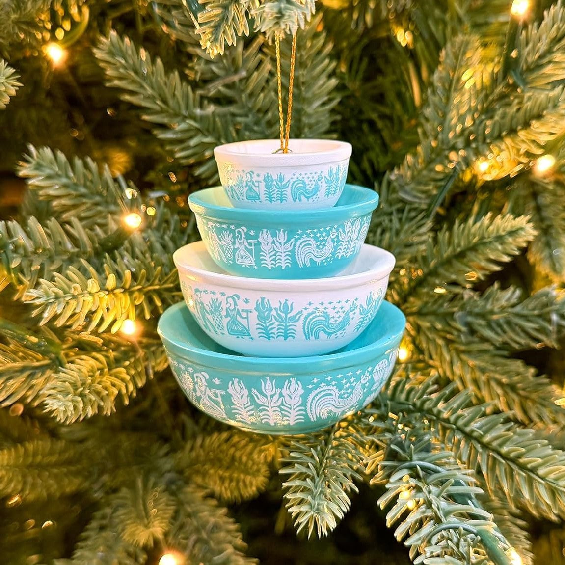 🎄 Christmas Kickoff 70% OFF ✨ Pyrex Bowl Stack Ornament – Vintage Christmas Decor