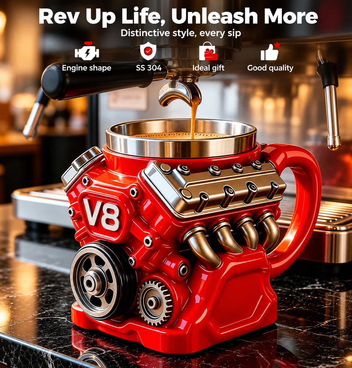 ☕ LIMITED SALE 45% OFF 🔥 V8 Engine Stainless Steel Coffee Mug - Unleash the Power of Your Morning