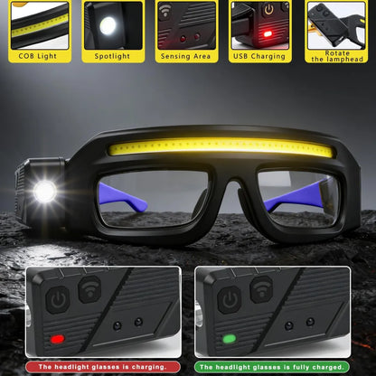 💥 BLACK FRIDAY 49% OFF 🔦 Rechargeable LED Headlamp Glasses – Hands-Free Lighting