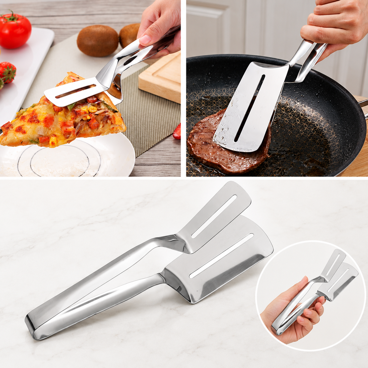 💥 LAST DAY 49% OFF 🔥 2-in-1 Stainless Steel Spatula Tongs