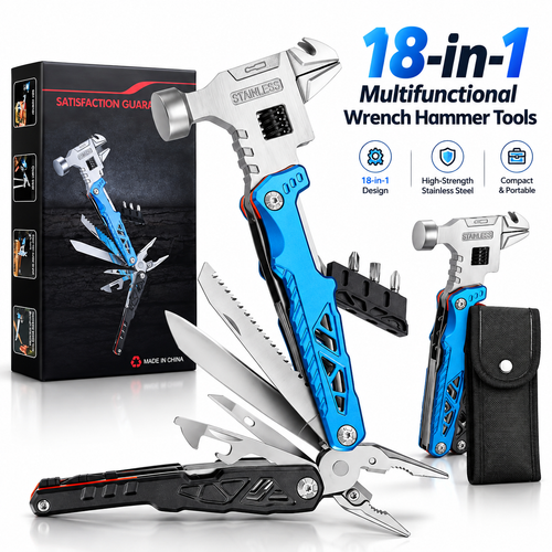 🔥 XMAS PRE-SALE 49% OFF 🔧 Portable 18-In-1 Multifunctional Wrench Hammer Tools