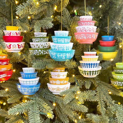 🎄 Christmas Kickoff 70% OFF ✨ Pyrex Bowl Stack Ornament – Vintage Christmas Decor