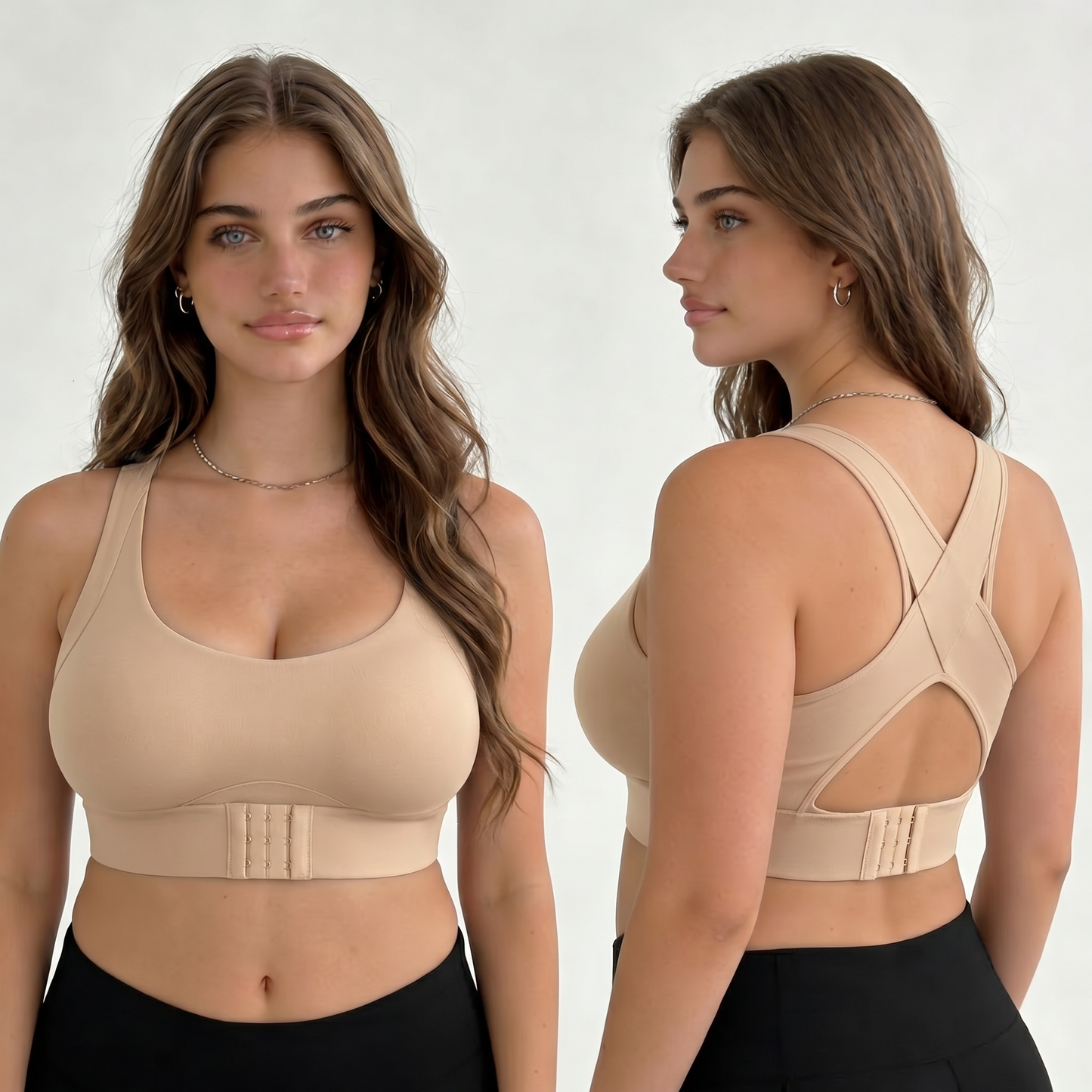 Cross Back Front Closure Wireless Posture Corrector Bra