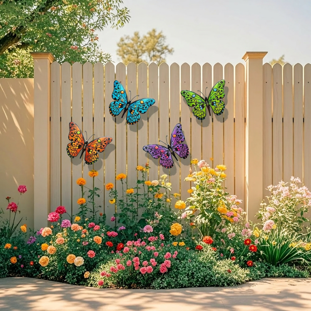 LAST DAY 49% OFF 🦋 4Pcs Butterfly Metal Wall Decor 🤩 Hanging Decoration for Garden Yard