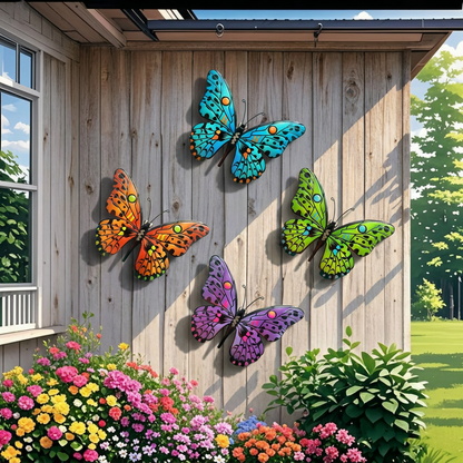 LAST DAY 49% OFF 🦋 4Pcs Butterfly Metal Wall Decor 🤩 Hanging Decoration for Garden Yard