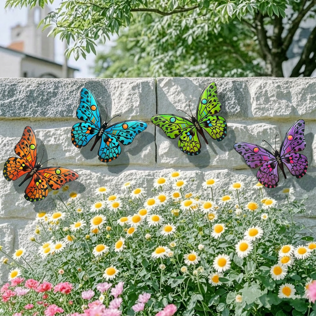 LAST DAY 49% OFF 🦋 4Pcs Butterfly Metal Wall Decor 🤩 Hanging Decoration for Garden Yard