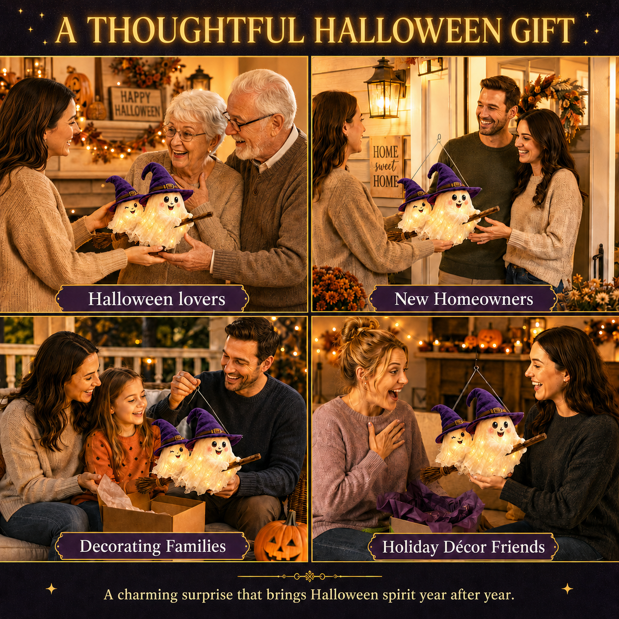 Pre-Halloween 70% 🎃 Moonlight Mischief Lighted Ghost Broom Hanger