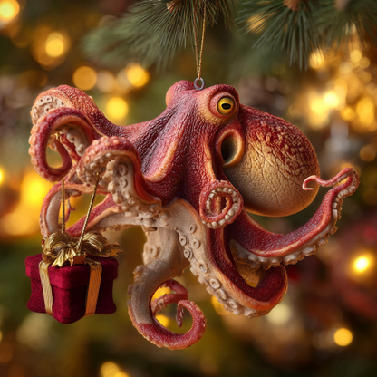 🎄 Early Christmas Sale 49% 🐙 Christmas Octopus Acrylic Ornament – Deep Sea Holiday Magic