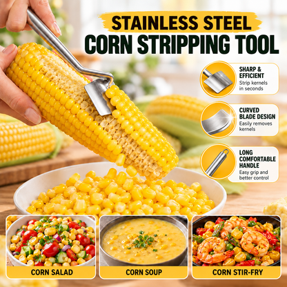 💥 LAST DAY 49% OFF 🌽 (2-Pcs) Long Handle Stainless Steel Corn Stripping Tool