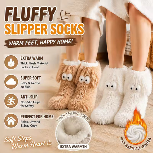 ⚡ 50K+ SOLD 💕 BUY 1 GET 1 FREE 💗 2-in-1 Cozy Fleece-Lined Non-Slip Plush Slipper Socks