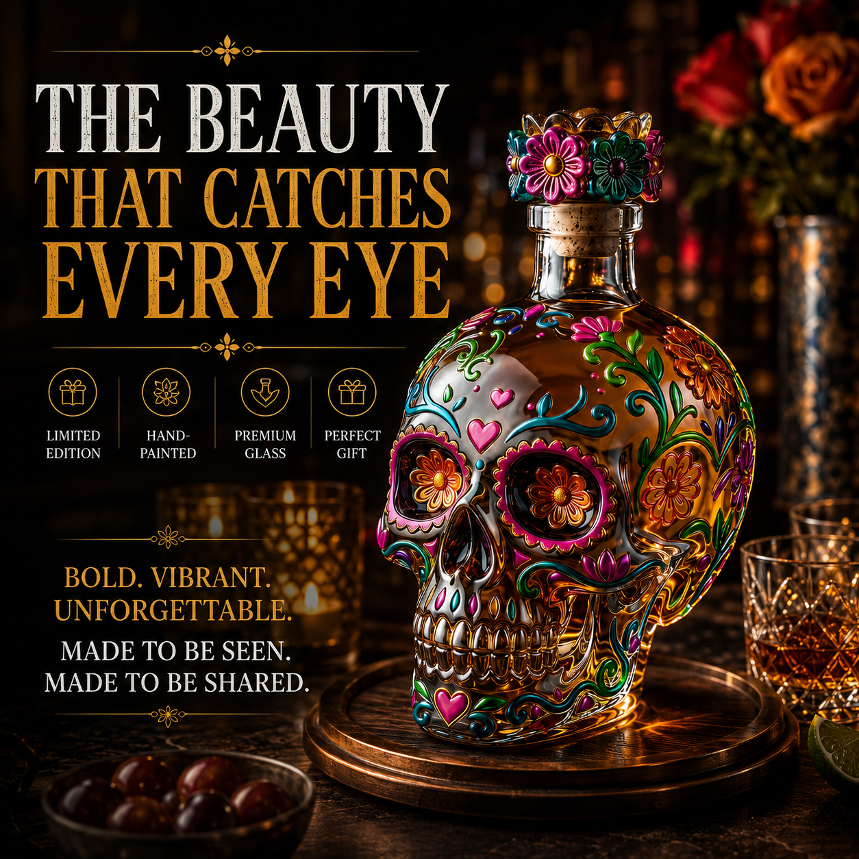 LIMITED Edition 🔥 Calavera de Oro – Limited Artisan Decanter