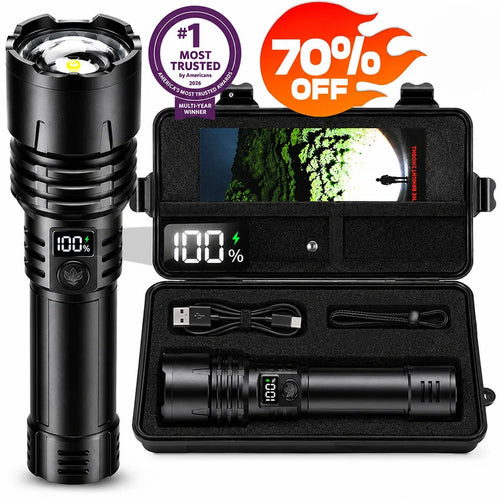 🔥DEAL 70% OFF!!⏰ 🔦 Super Bright Ultimate Survival Tactical Flashlight, 80X Brightness, 120H RUN TIME, Military-Tough CREE LED Power